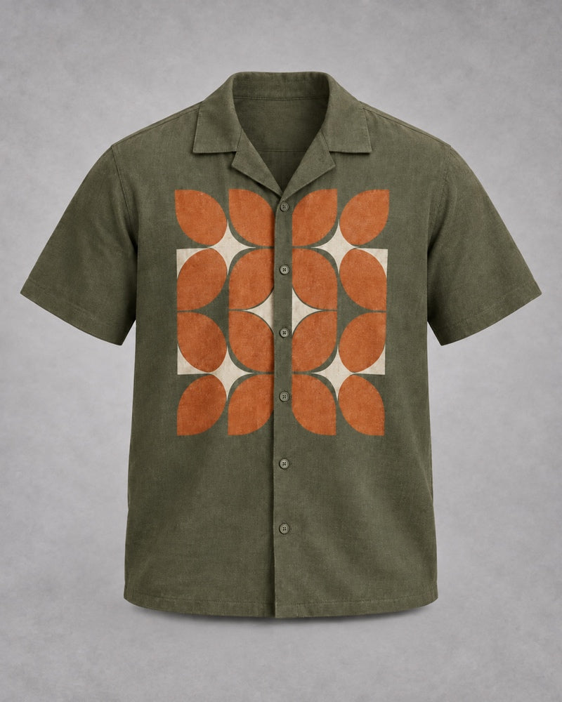 Olive Rust Lantern Petals pocket-free shirt only, front product view