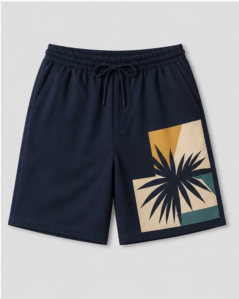 Palm Shadow Mosaic big and tall shorts only, front product view