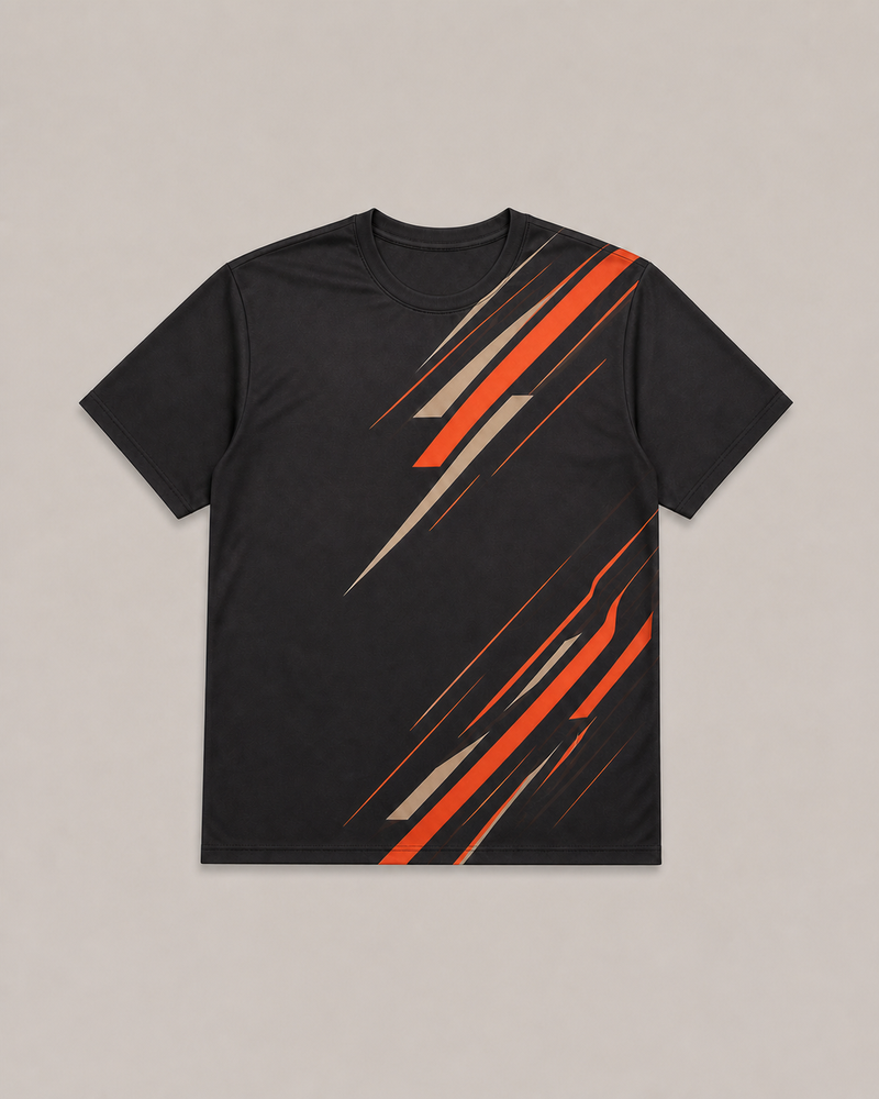 Persimmon Relay big and tall black graphic T-shirt, front view