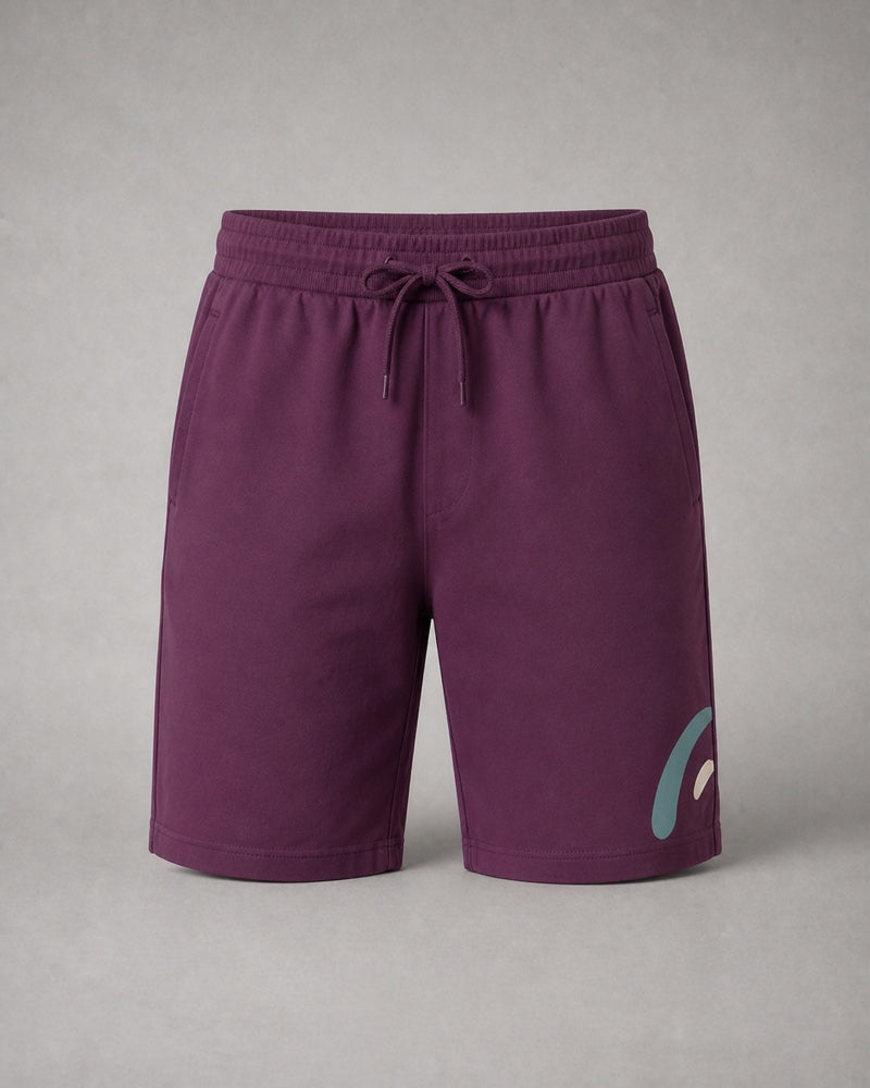 Plum Aqua Boomerang Social shorts only, front product view