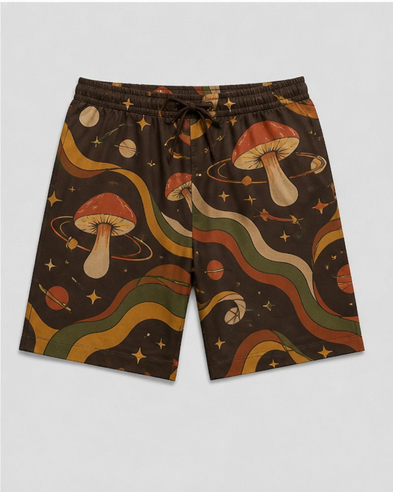Retro Mushroom Orbit big and tall shorts only, front product view