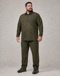 Big and tall man wearing the Sable Fieldline long-sleeve shirt and matching pants set, full-body front three-quarter studio view
