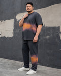 Big and tall man wearing the Saffron Vapor Blur t-shirt and pants set, full-body product view