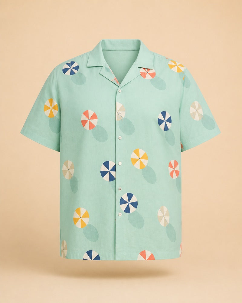 Seafoam Parasol Scatter pocket-free big and tall shirt only, front product view