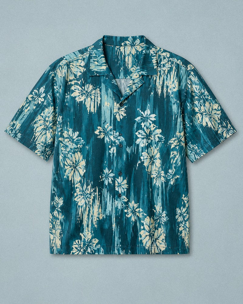 Teal Drizzle Flora big and tall shirt only, front product view