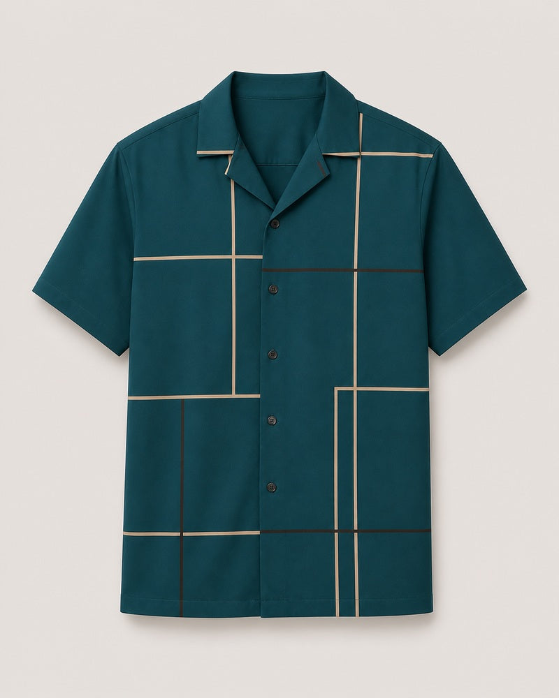 Tidal Gridline pocket-free big and tall camp-collar short-sleeve shirt only, front product view