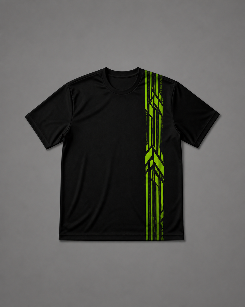 Wasabi Night Shift big and tall black graphic T-shirt, front view