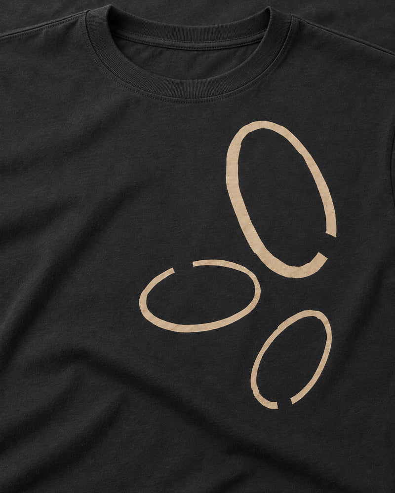 Black Broken Ovals graphic and garment details
