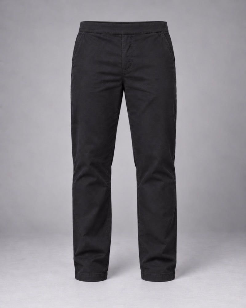 Plain pants paired with Black Khaki Offset Panel