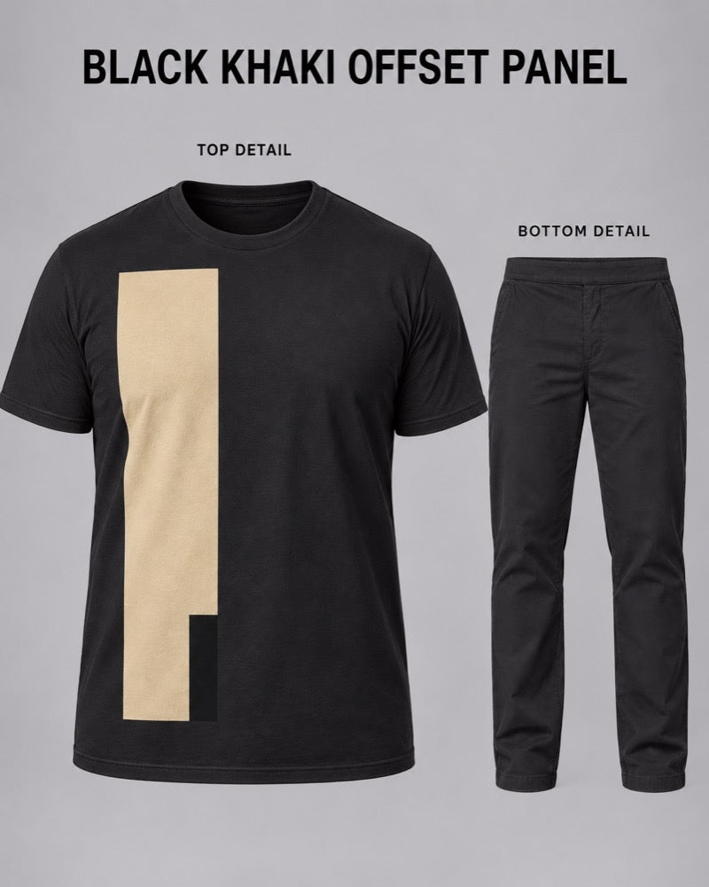 Black Khaki Offset Panel garment details