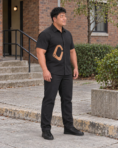 Black Open Clasp outfit in an everyday setting