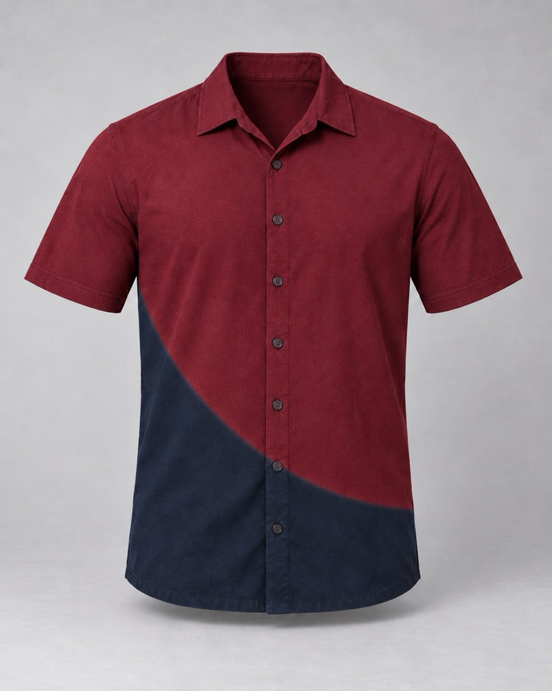 Burgundy Navy Curved Field shirt only