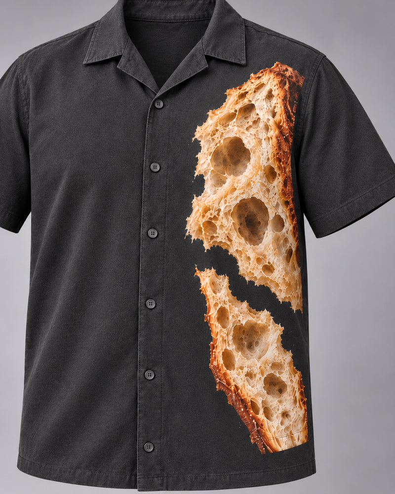 Charcoal Bread Study graphic and garment details