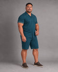Deep Teal Edge Line shirt and shorts outfit