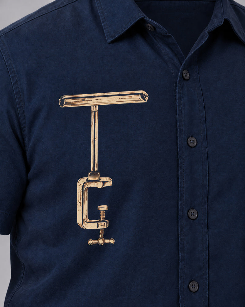 Navy Clamp Light graphic and garment details