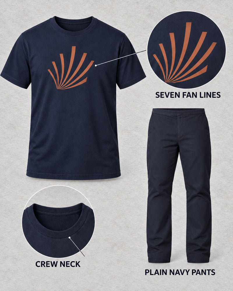 Navy Copper Fan Lines garment details