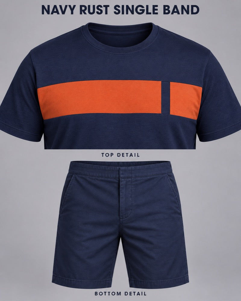 Navy Rust Single Band garment details