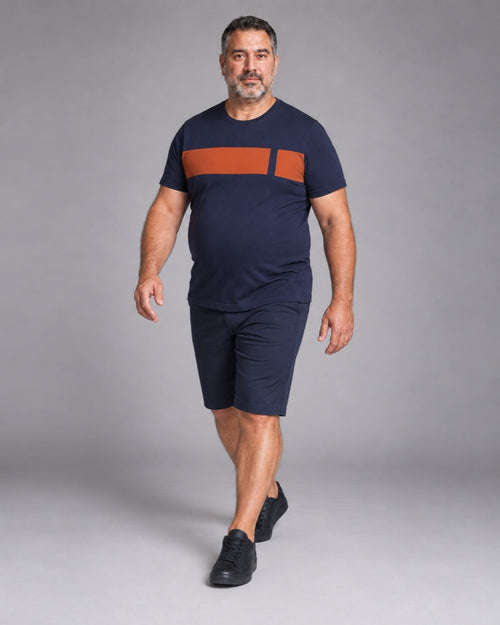 Navy Rust Single Band T-shirt and shorts outfit
