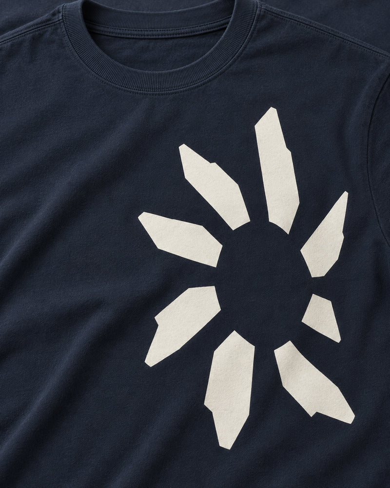 Navy Shard Hollow graphic and garment details