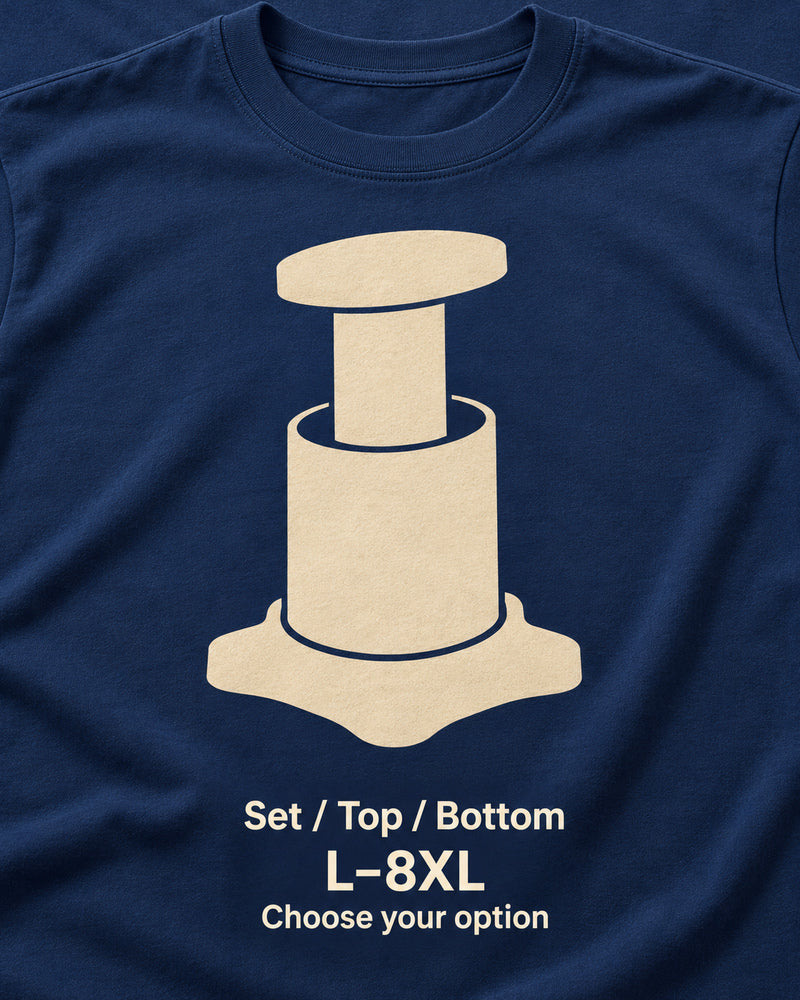 Navy Telescoping Seat graphic and garment details