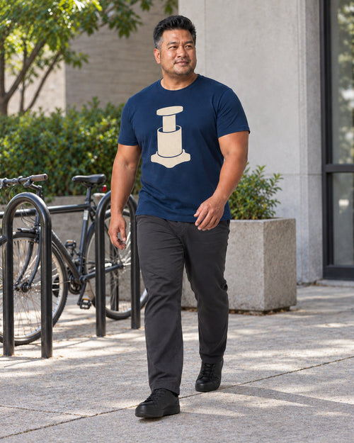 Navy Telescoping Seat outfit in an everyday setting