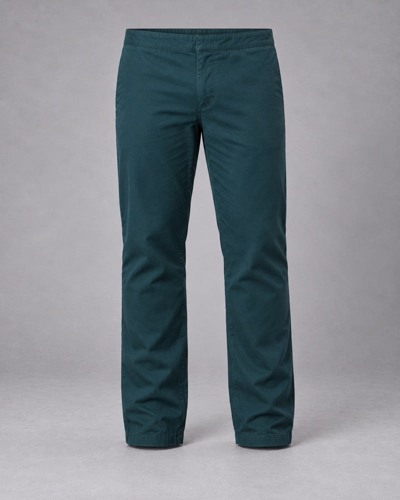 Plain pants paired with Oatmeal Teal Offset Squares