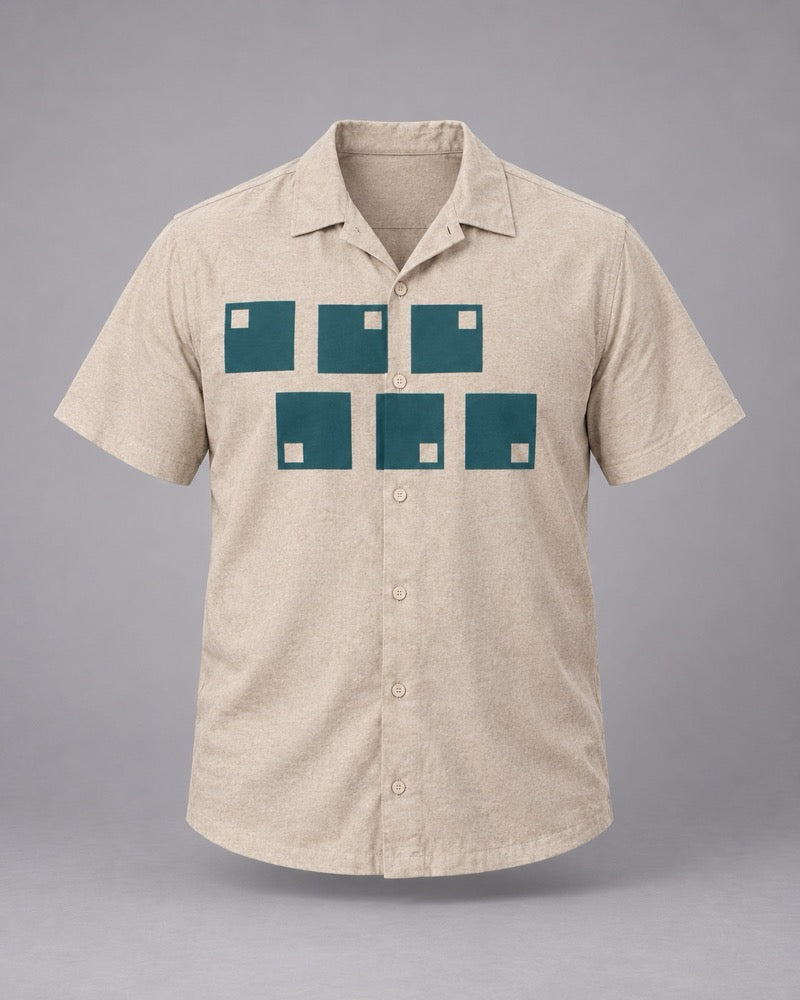 Oatmeal Teal Offset Squares shirt only