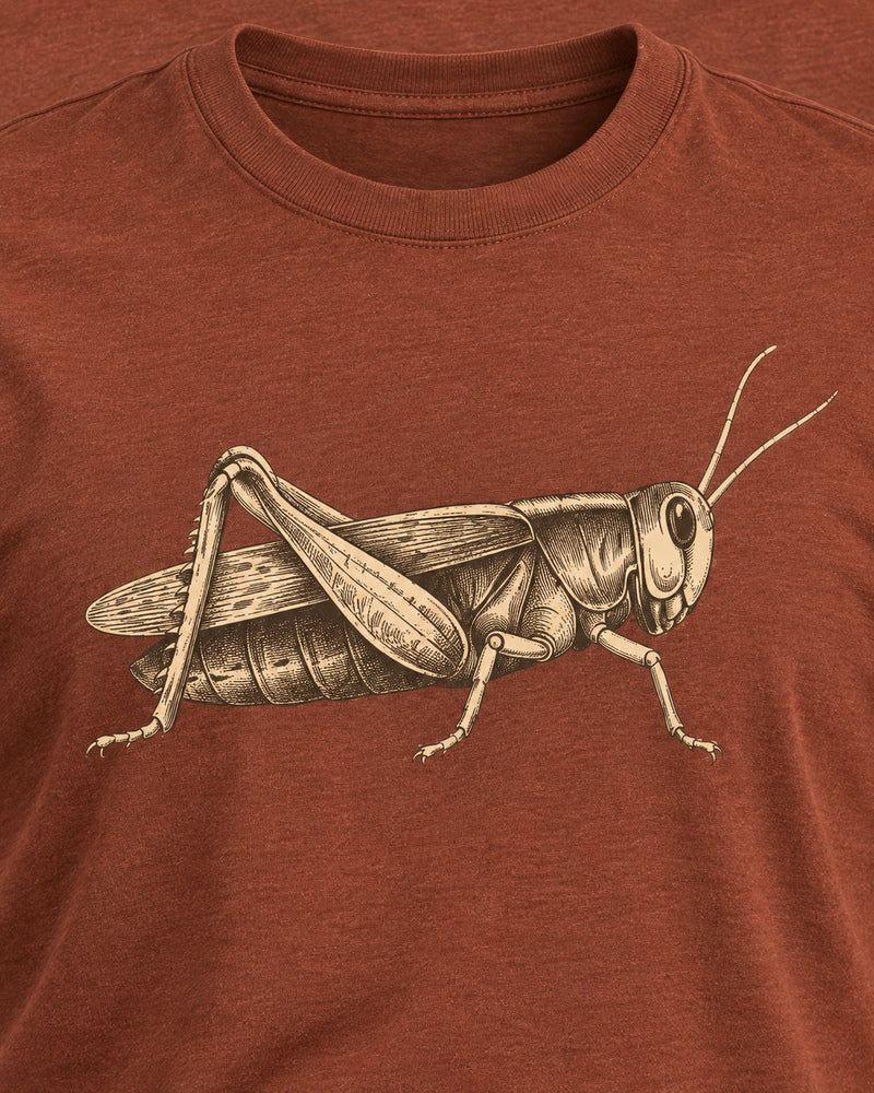 Rust Grasshopper graphic and garment details