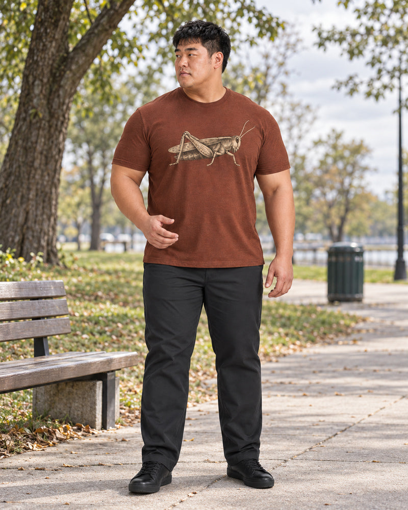 Rust Grasshopper outfit in an everyday setting