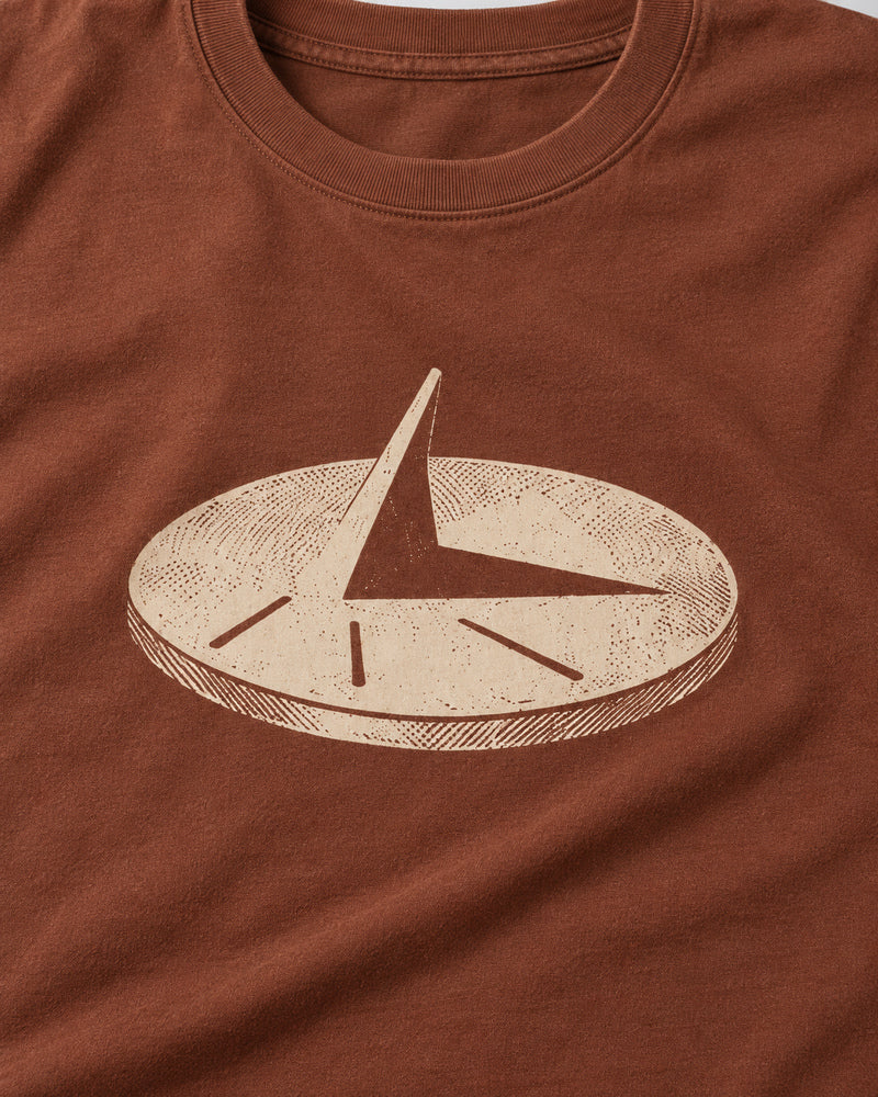Rust Sundial Study graphic and garment details