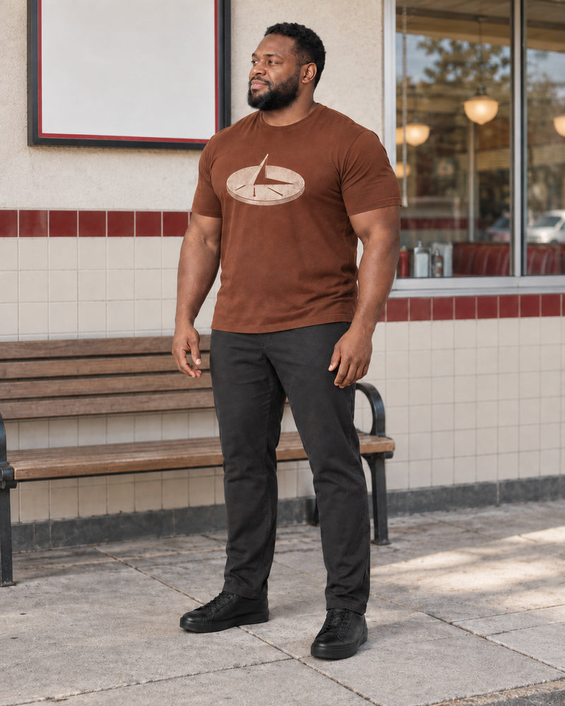 Rust Sundial Study outfit in an everyday setting