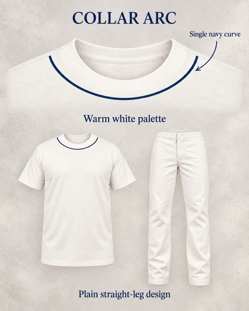 Warm White Collar Arc garment details