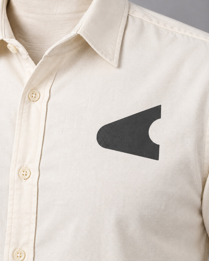 White Notched Wedge graphic and garment details