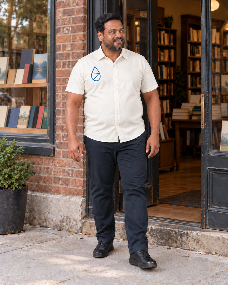 White Refraction Drop outfit in an everyday setting
