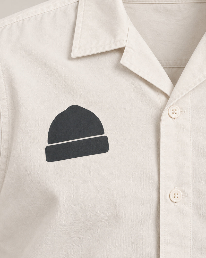 White Rolled Crown graphic and garment details